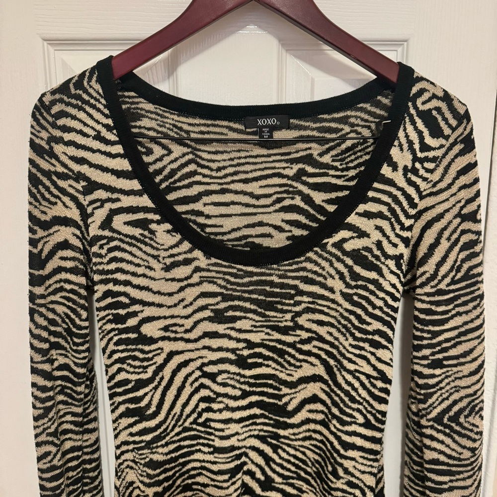 XOXO ANIMAL PRINT SWEATER DRESS MEDIUM